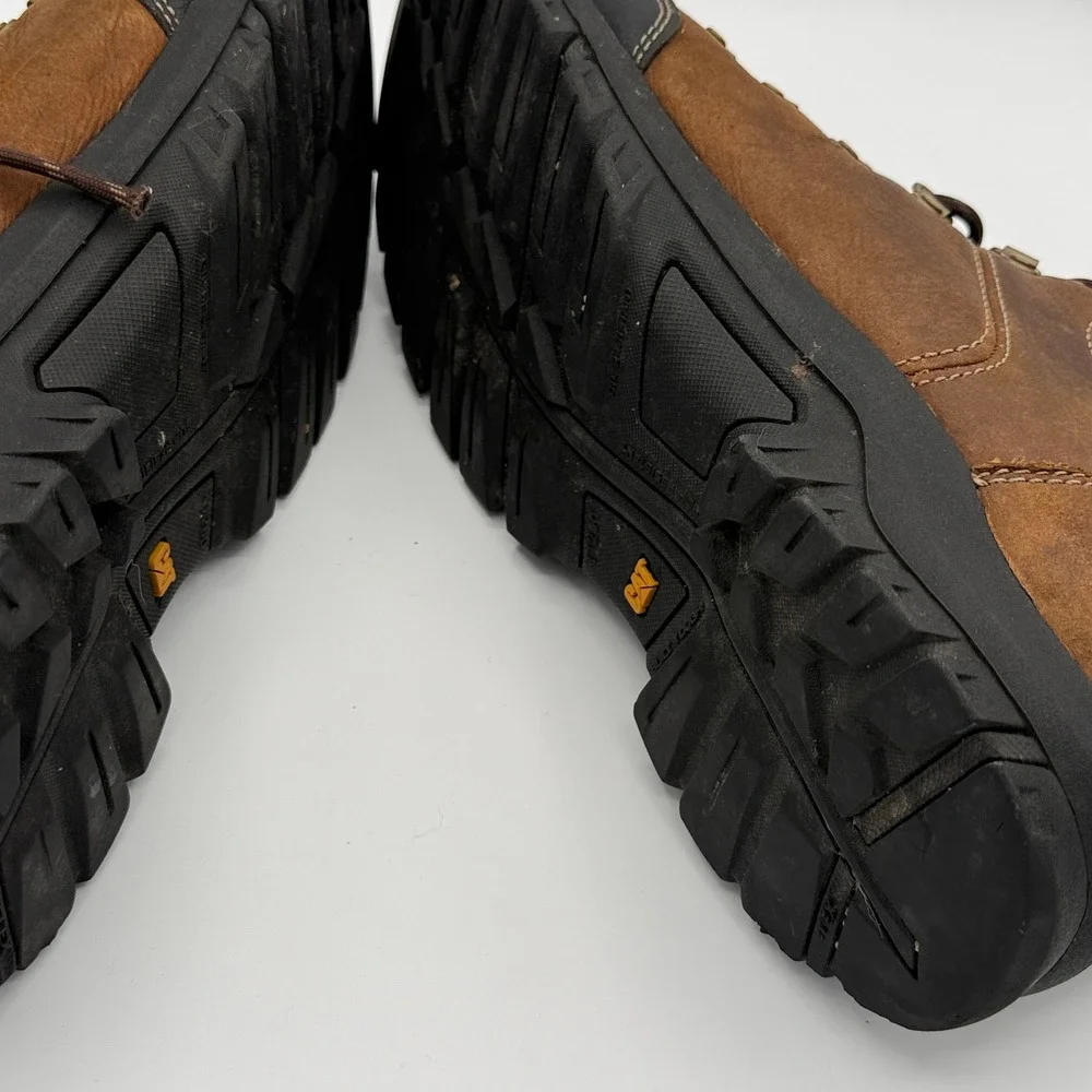 Caterpillar Steel Toe Work Boots Mens 12 WIDE Brown Waterproof Leather Work